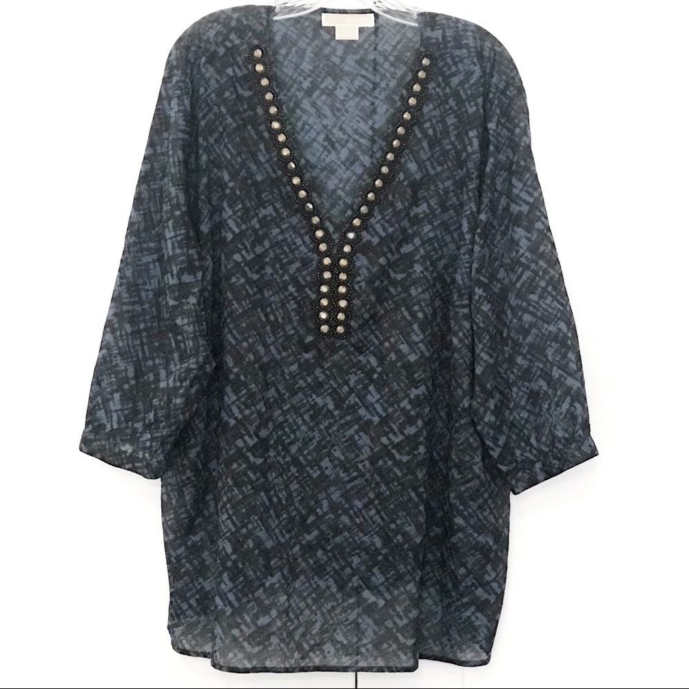 MICHAEL MICHAEL KORS/BOHO TUNIC TOP/BLUE/SIZE 3X